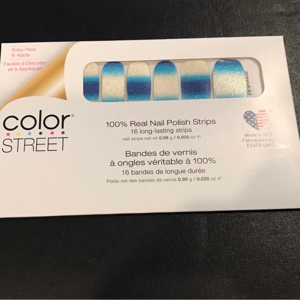 Color Street Blue & White Ombre Glitter Nail Strips “Dose of Mykonos” - Picture 1 of 1